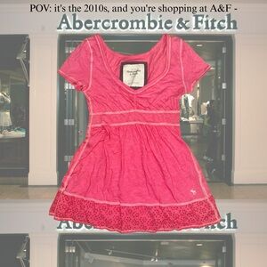 Vintage Y2K 90s Abercrombie Fitch AF Strawberry Pink Babydoll Top Blouse